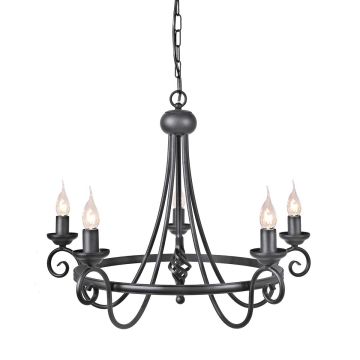 Elstead Lighting HARLECH HR5-BLACK Lustre 5x60W/E14