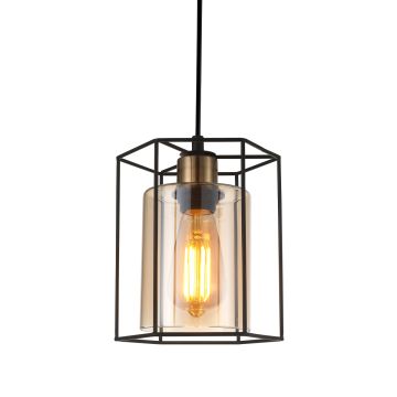 Italux KALULA PND-78901-1-BK+AMB Pendelleuchte 1x40W/E27 IP20